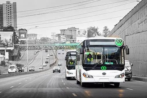 Image of electric buses on a motorway